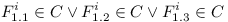 F^i_{1.1} \in C \vee F^i_{1.2} \in C \vee F^i_{1.3} \in C