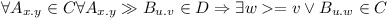 \forall A_{x.y} \in C \forall A_{x.y} \gg B_{u.v} \in D \Rightarrow \exists w >= v \vee B_{u.w} \in C